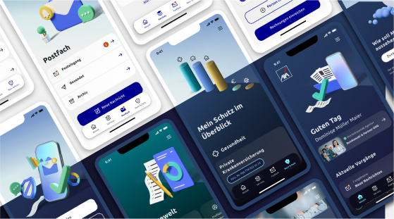 Darstellung der Anmelde- und Startseite der neuen App