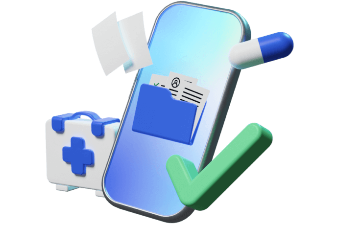 Illustration von der elektronischen Patientenakte auf dem Smartphone